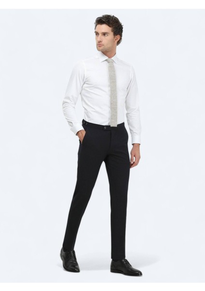 Beyaz Düz Slim Fit Dokuma Klasik %100 Pamuk Gömlek