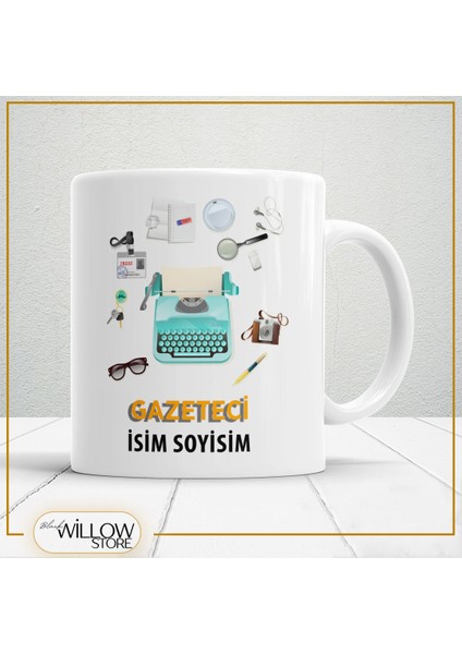 Gazeteci 2 Temalı Porselen Kupa Bardak,hediyelik,yüksek Kalite,meslekler Temalı