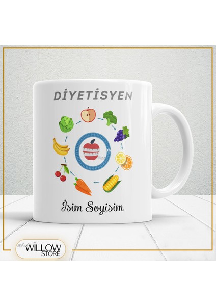 Diyetisyen 4 Temalı Porselen Kupa Bardak,hediyelik,yüksek Kalite,meslekler Temalı