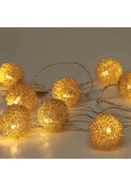 Yılbaşı Metal Top LED Işık Zinciri – Sıcak Beyaz 165 cm | Dekoratif Noel Süsü fiyatları