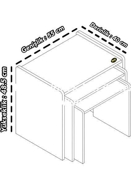 Lara Zigon Sehpa 3'lü Zigon Sehpa Yan Sehpa Traverten