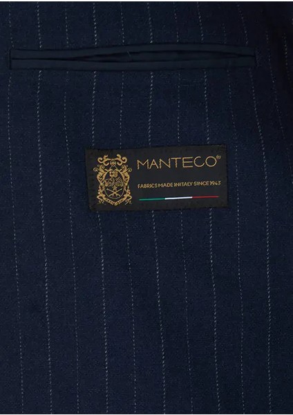 Lacivert Çizgili Shirt Shoulder Slim Fit Yün Karışımlı Ceket indirimleri