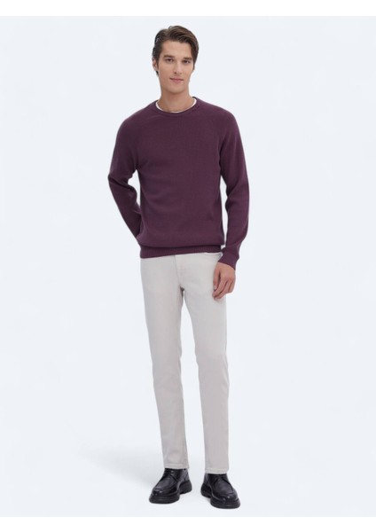 Mürdüm Bisiklet Yaka Desenli Triko Kazak