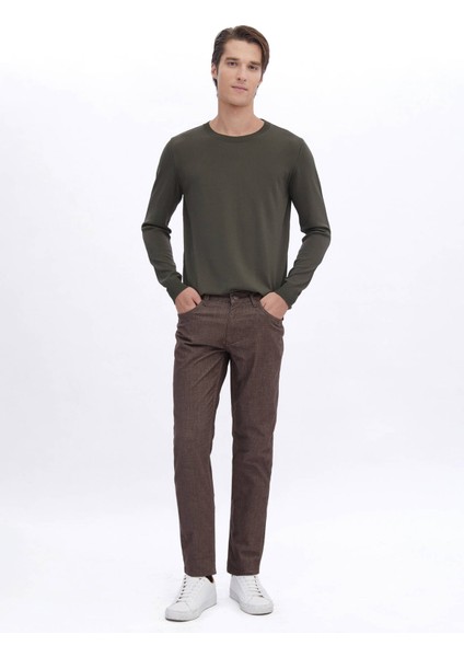 Haki Bisiklet Yaka Düz Örgü Triko Kazak