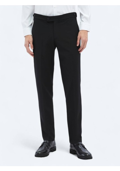 Siyah Dokuma Regular Fit Casual Pantolon