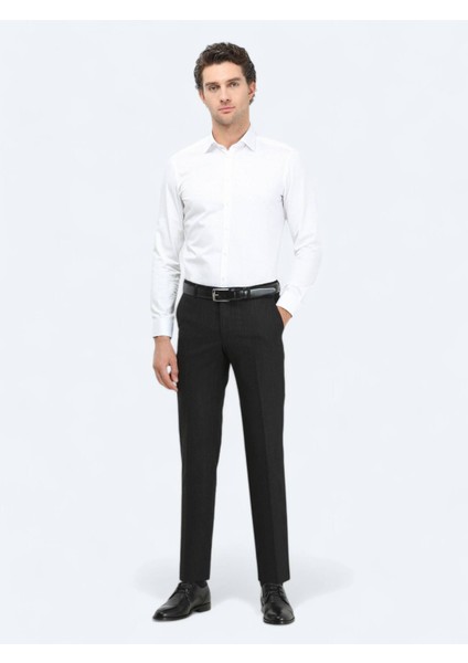 Beyaz Düz Slim Fit Dokuma Klasik %100 Pamuk Gömlek