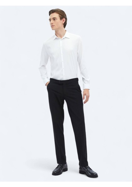 Beyaz Düz Regular Fit Dokuma Casual Gömlek