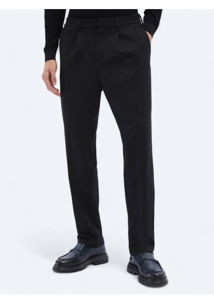 Siyah Örme Carrot Fit Casual Pantolon