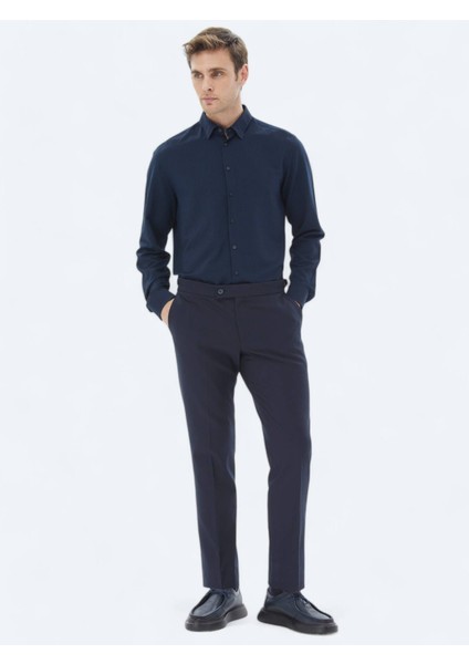 Lacivert Dokuma Regular Fit Casual Pantolon indirimleri