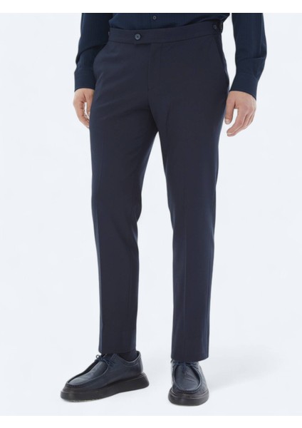 Lacivert Dokuma Regular Fit Casual Pantolon