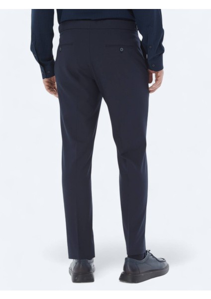 Lacivert Dokuma Regular Fit Casual Pantolon