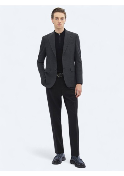 Antrasit Desenli Modern Fit Çevre Dostu Ceket