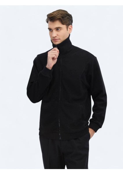 Siyah Dik Yaka Sweatshırt