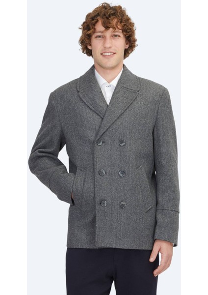 Koyu Gri Örme Kruvaze Kaban fiyatları