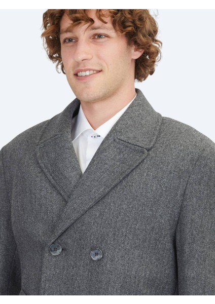 Koyu Gri Örme Kruvaze Kaban fırsatları