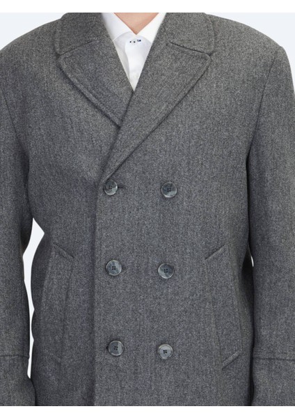 Koyu Gri Örme Kruvaze Kaban indirimleri