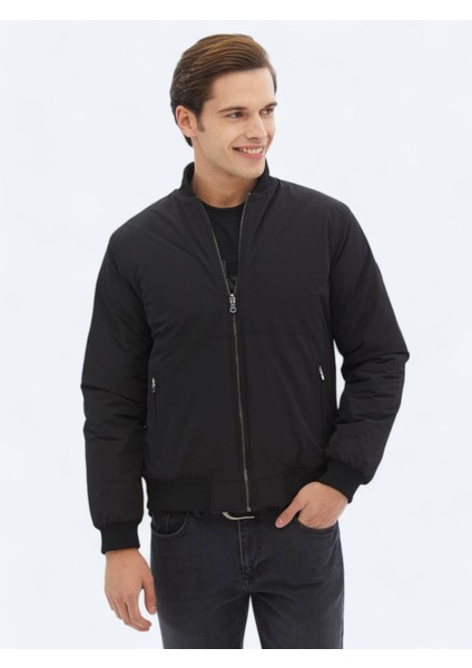 Antrasit Regular Fit Dik Yaka Casual Dokuma Mont