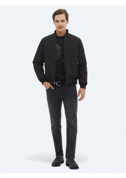 Antrasit Regular Fit Dik Yaka Casual Dokuma Mont