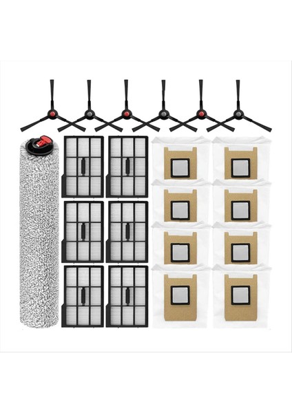 Eufy Omni E25/E28 Için Yedek Aksesuar Kiti - Ana Fırça Yan Fırçalarını Içerir Hepa Filtreleri Toz Torbaları Paspas Silindirleri (Yurt Dışından)