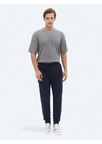 Siyah Baskılı Bisiklet Yaka Pamuk Karışımlı T-Shirt