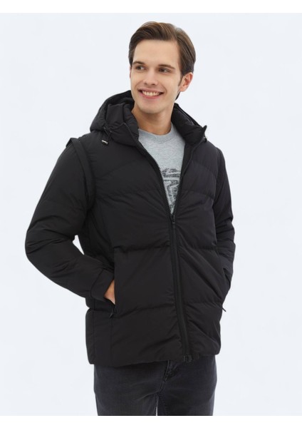 Siyah Regular Fit Casual Dokuma Mont