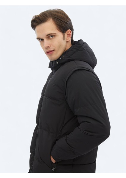 Siyah Regular Fit Casual Dokuma Mont