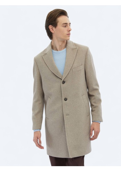 Vizon Regular Fit Kruvaze Yaka Klasik Dokuma Palto