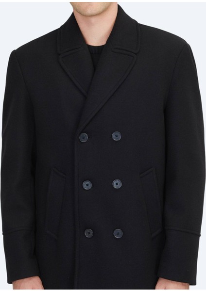 Siyah Regular Fit Kruvaze Yaka Casual Örme Kaban indirimleri