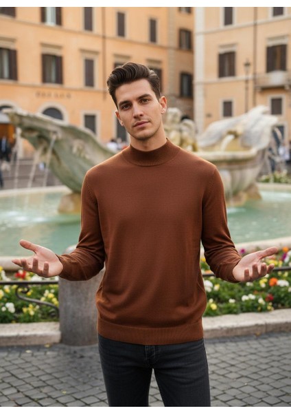 Erkek Ince Yarım Balıkçı Yaka Triko Kazak