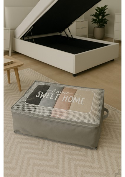 Şeffaf Sweet Home Baskılı Lavanta Kokulu [2 Adet] 64X44X20 Kalın Kumaş