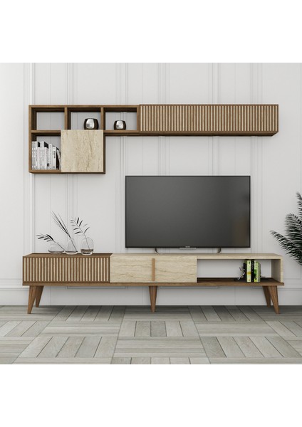 Variant Milan Tv Ünitesi ve Orta Sehpa Takımı - Ceviz / Traverten Mermer fiyatları