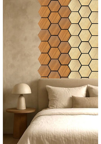 Mdf Ahşap Akustik Duvar ve Tavan Paneli Petek 60X67 cm - Teak