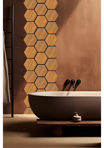 Mdf Ahşap Akustik Duvar ve Tavan Paneli Petek 60X67 cm - Teak modelleri