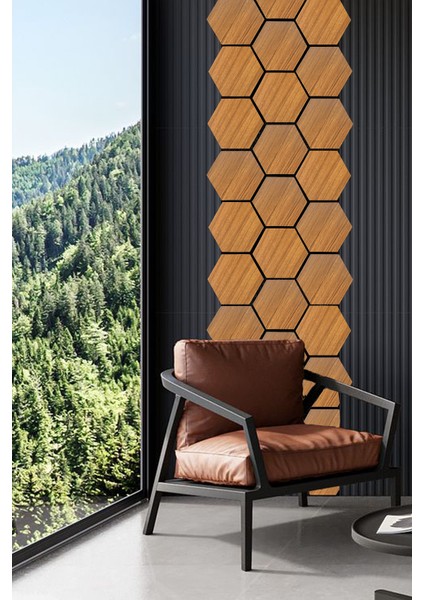 Mdf Ahşap Akustik Duvar ve Tavan Paneli Petek 60X67 cm - Teak fırsatları