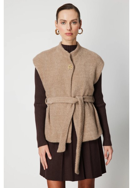 Beli Kuşaklı Dokulu Yelek 64900-26K