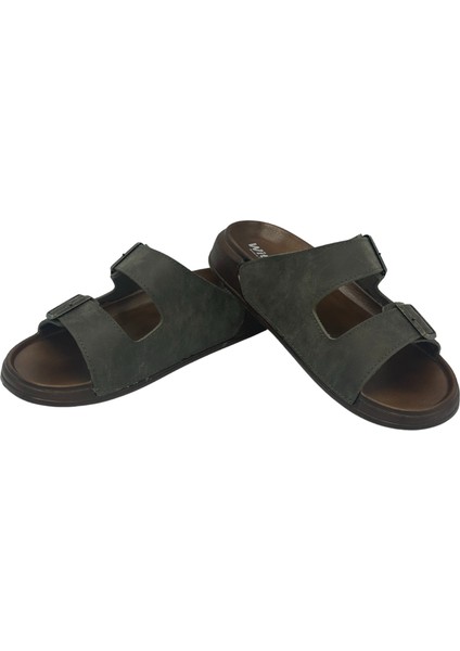 Deri Çift Bant Anatomik Erkek Terlik modelleri