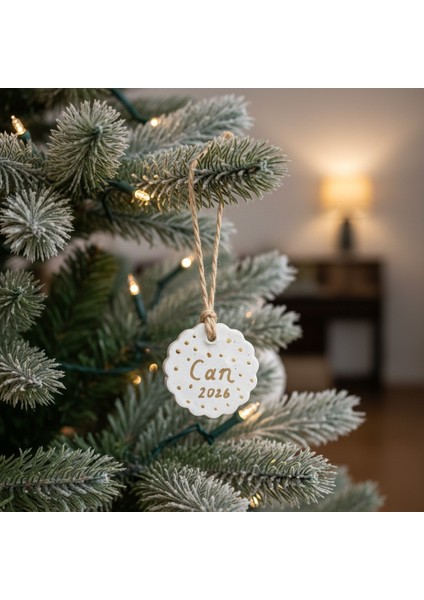 2026 Kişiye Özel Yaldızlı Yılbaşı Ağacı Süsü – El Yapımı Seramik Süs