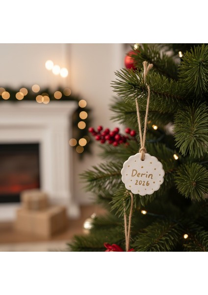 2026 Kişiye Özel Yaldızlı Yılbaşı Ağacı Süsü – El Yapımı Seramik Süs modelleri