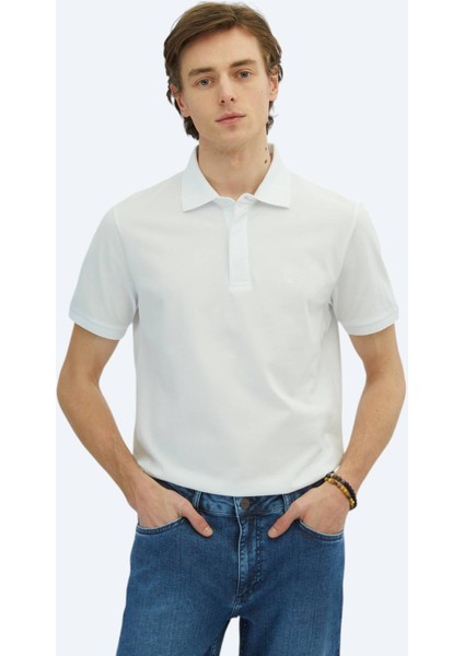 Beyaz Düz Polo Yaka %100 Pamuk T-Shirt fiyatları