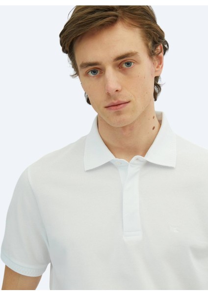 Beyaz Düz Polo Yaka %100 Pamuk T-Shirt fırsatları