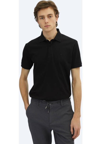 Siyah Düz Polo Yaka %100 Pamuk T-Shirt fiyatları