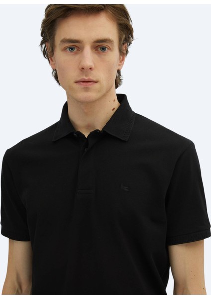 Siyah Düz Polo Yaka %100 Pamuk T-Shirt fırsatları