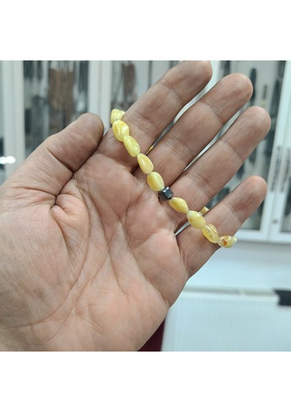 Doğal Damla Kehribar ve Hematit Taşı Bileklik fırsatları