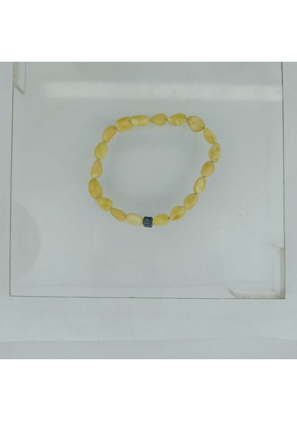 Doğal Damla Kehribar ve Hematit Taşı Bileklik