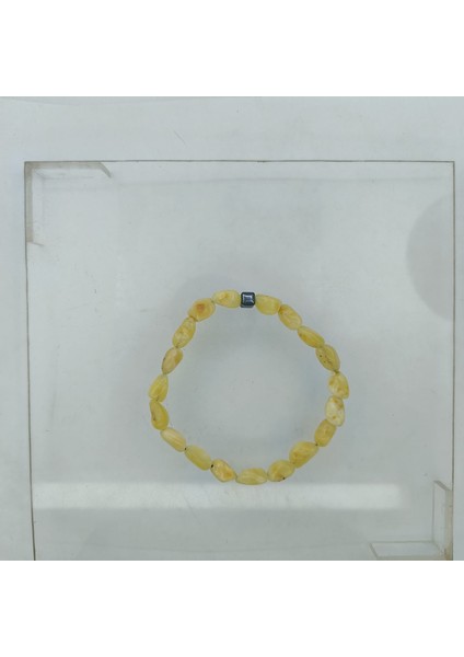 Doğal Damla Kehribar ve Hematit Taşı Bileklik