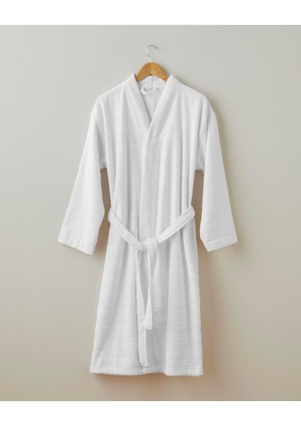 Sandy Stripe Pamuk Bornoz Beyaz (2.12.2025)