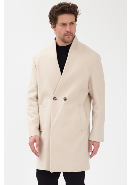 Erkek Kruvaze Kaşe Palto Mont Ekru indirimleri