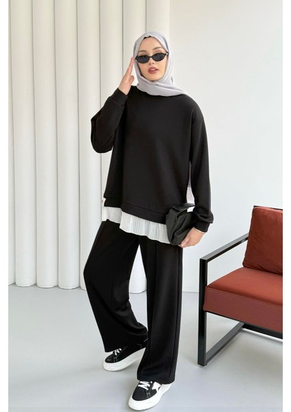 Altı Piliseli Pantolonlu Tesettür Takım