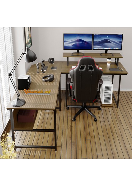 200-C Ceviz L Masa, Oyun Masası, L-Tipi Bilgisayar Masası fırsatları