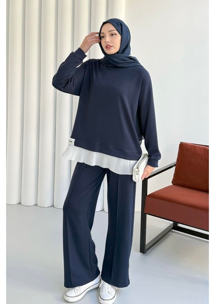 Altı Piliseli Pantolonlu Tesettür Takım